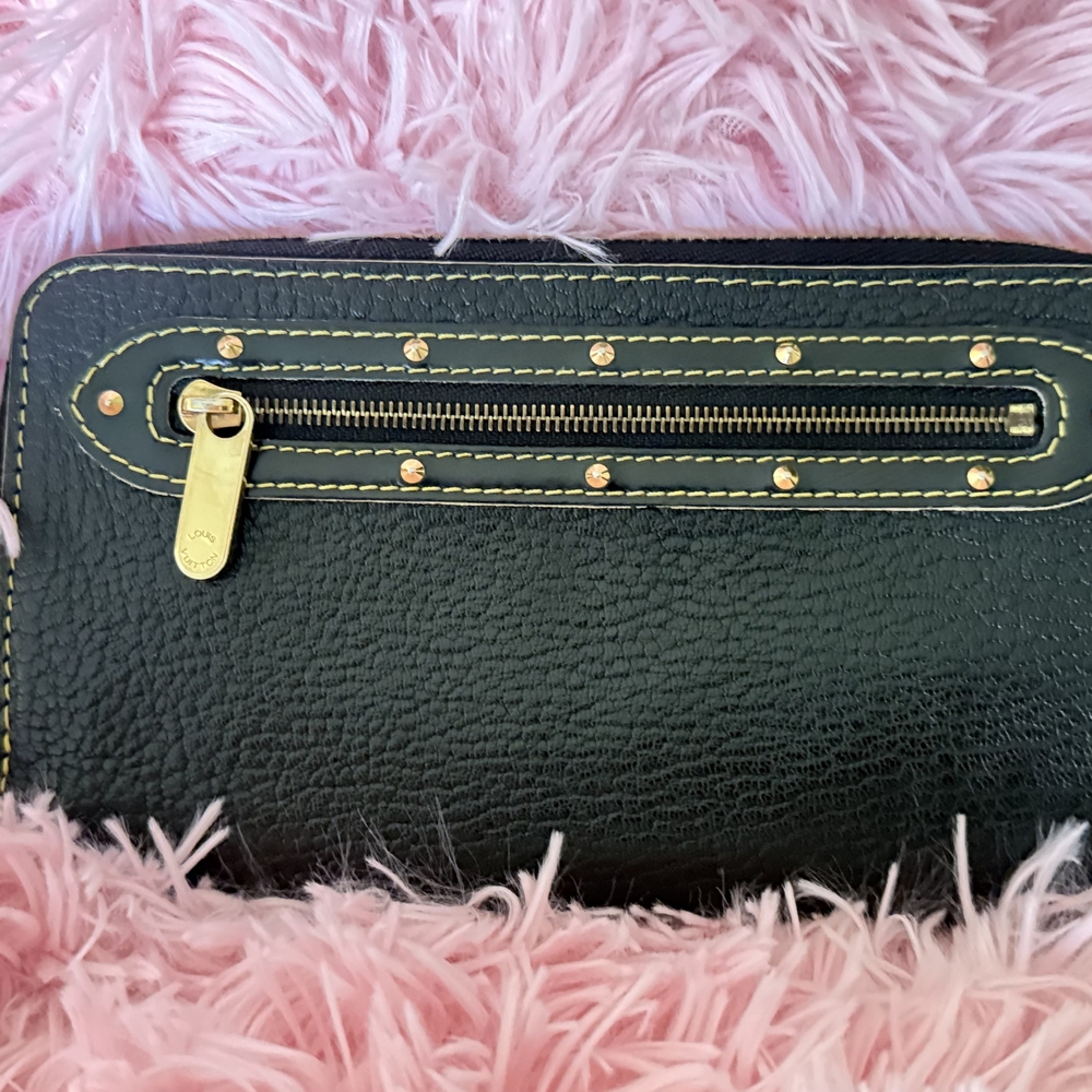 Louis Vuitton Black Wallet with Gold Accents
